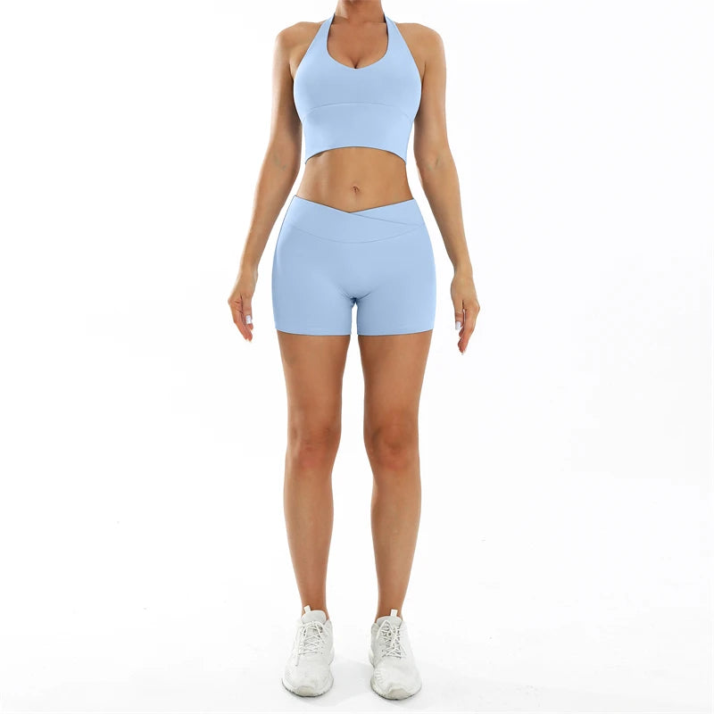 Scrunch-Sportanzug Damen Yoga-Set Gymnastik-Kleidung Sexy Sport-BHs und Schlaghosen-Sets Fitness-Outfits Damen Trainingskleidung