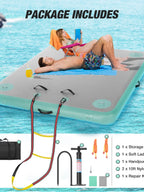Aufblasbare Schwimminsel Luftmatratze Leiter+Seil+Pumpe Wassersportausrüstung Schwimmende Matte Dock Plattform für See/Insel/Schwimmbad