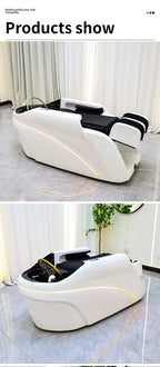Salon Head Spa Kunstleder Kopftherapiebetten Automatische Massage Shampoobett Komfortables ergonomisches Design Hoher Dichte Schwam