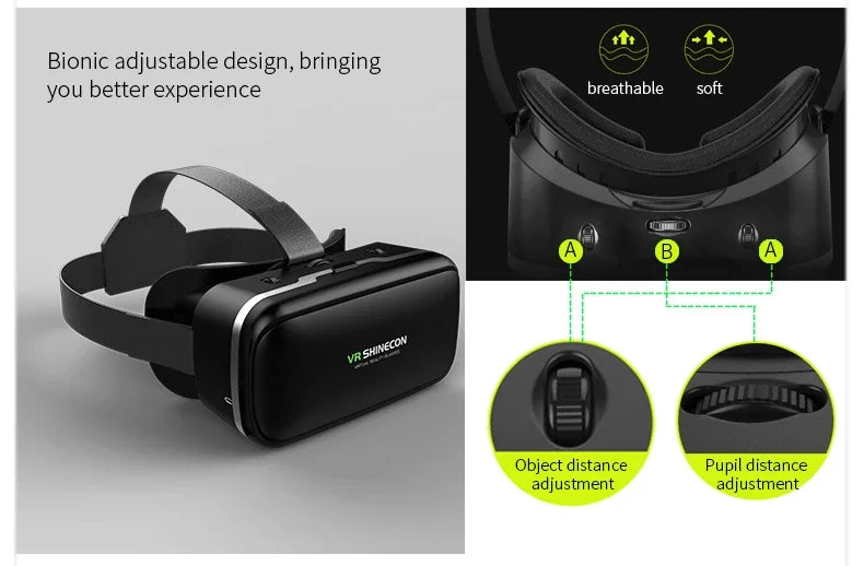 VR Shinecon 10.0 Helm 3D-Brille Virtual Reality Headset für Smartphones VR-Brille Videospiel Fernglas