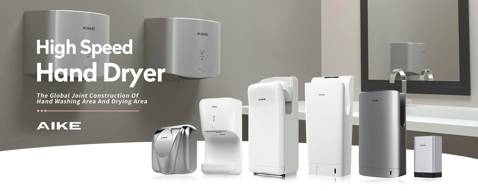 AIKE Air Tank Schwerlast Automatischer Händetrockner HEPA-Filter UL-geprüft 1450W Gebürsteter Edelstahl Händetrocknermaschine
