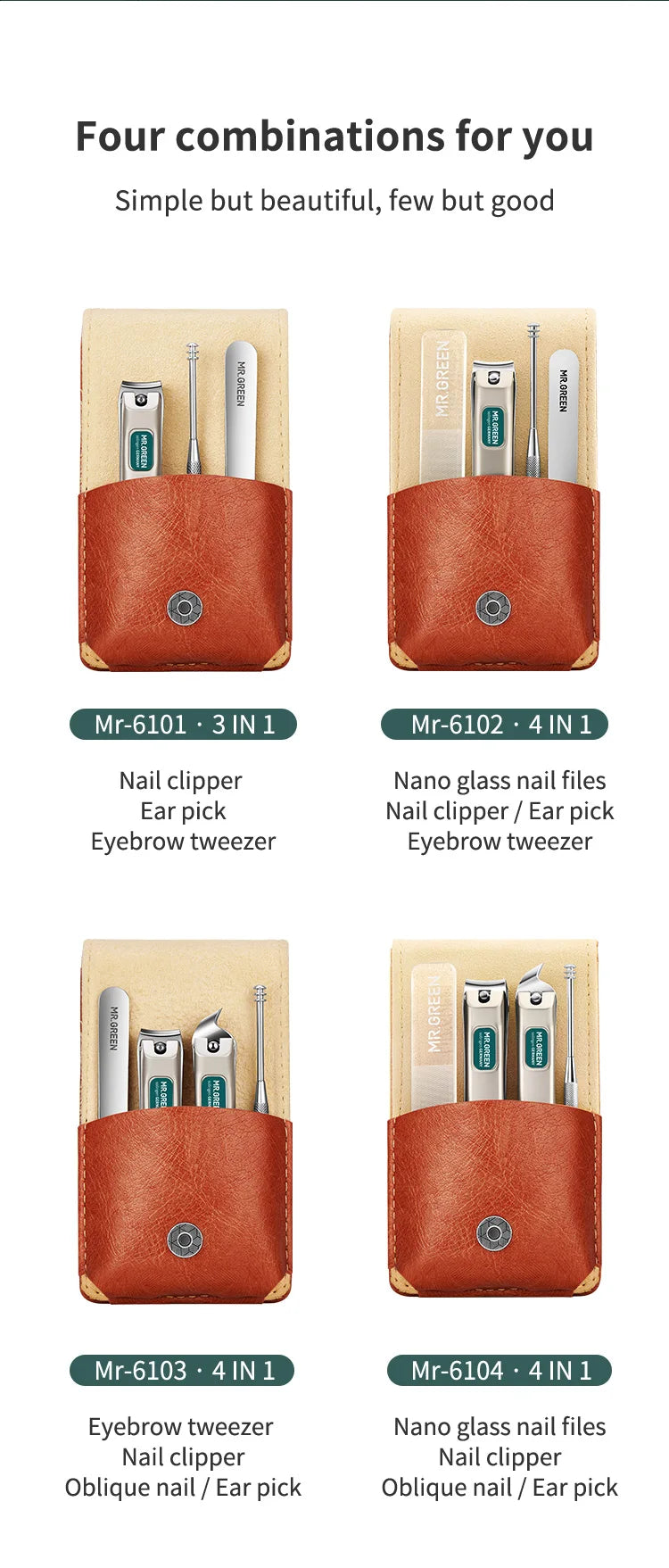 MR.GREEN Tragbares Maniküre-Set Nagelknipser Reise-Werkzeugset Edelstahl Geschenkbox für Freunde oder Familie