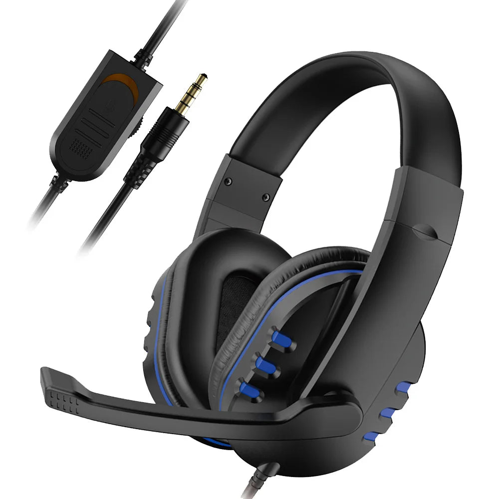 Kopfhörer 3,5mm Kabelgebundenes Gaming Headset Ohrhörer Musik für PS4 Playstation 4 Game PC Chat Computer mit Mikrofon