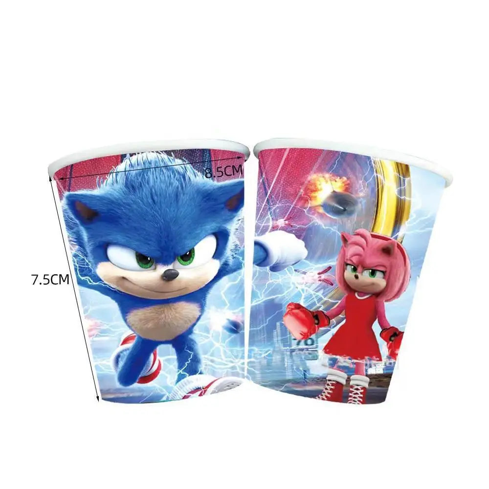 Sonic Geburtstagsparty Dekoration Spiel Igel Ballons Actionfigur Party Pappteller Handtuch Becher Tischdecke Spielzeug Kindergeschenke