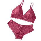 Damen Push-up BH Set Sexy Dessous Geblümte Spitze Kabelloser Bralette Niedriger Bund Höschen Sexy Slips Damen Unterwäsche Intimates