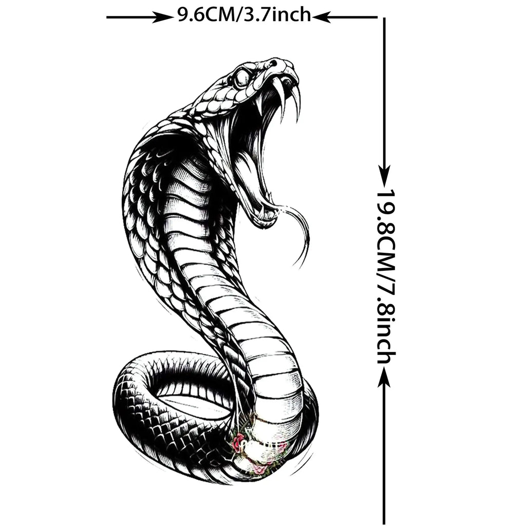 1 Blatt Kobra Schlange Drache Skorpion Temporäre Tattoos für Männer Frauen Wasserdicht Langlebig Löwe Tiger Wolf Fake Tattoo Aufkleber