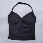 Verstellbares Sport-Neckholder-Oberteil Damen Rückenloses Gym-Top mit integriertem BH Yoga-Kleidung Ärmellose Shirts Workout-Outfits Tanktop