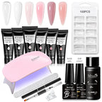 24-teiliges Set 20ml Poly Nail Extension Gel Kit Mini-UV-Lampe Versiegelung mit Basislack Überlack Professionelles Poly-UV-Nagelgel-Kit Starter-Kit