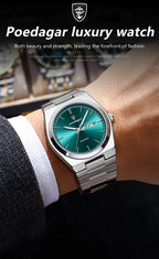 POEDAGAR Luxus Herrenuhren Wasserdicht Leuchtende Datumsanzeige Wochentag Herrenuhr Edelstahl Casual Mode Quarz Herren Armbanduhr Reloj