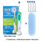 Oral B Elektrische Zahnbürste 2D Rotierende Vibrationsreinigung Ladezahnbürste Cross Action Borsten Mundpflege 4 Geschenk-Bürstenköpfe gratis