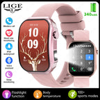 LIGE Neue 2,2-Zoll 3D Gebogenes Display Smartwatch Mit LED-Licht Thermometer Gesundheitsmonitor Smartwatch BT Anruf Sport Fitness Uhr