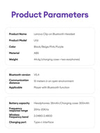 Lenovo LK6 Over-Ear Kabellose Bluetooth 5.4 Kopfhörer Klangqualität Rauschunterdrückung Ohrclip-Kopfhörer Lange Ausdauer Headsets