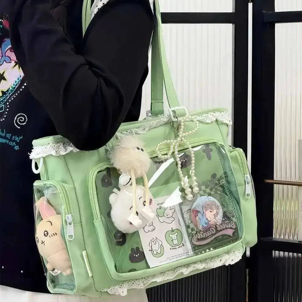 Neue Y2K Süße Japanische Ita Bag Lolita Mädchen Transparente Umhängetasche Große Kapazität Umhängetasche Lässige Tasche DIY Display Handtaschen