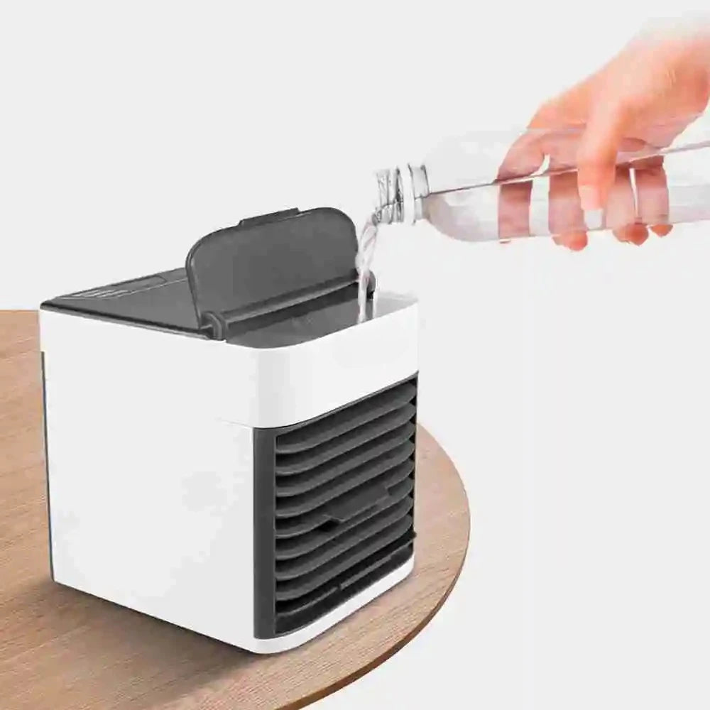Mini Klimaanlage Tragbar USB mit Luftbefeuchter, Eiskühlung, perfekt für die Sommerhitze, ideal für Schreibtische und kleine Räume.