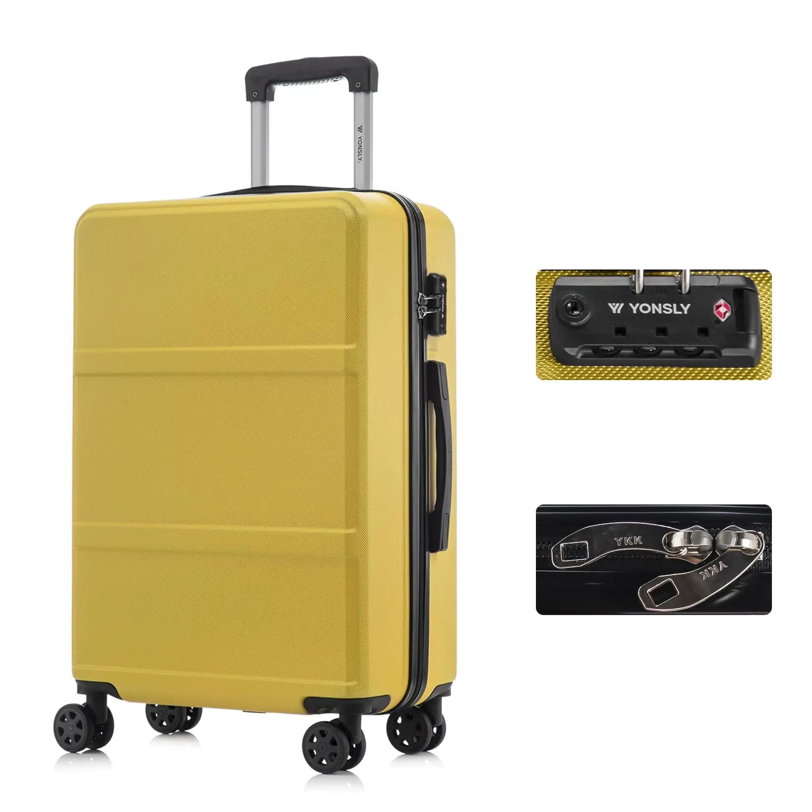 YONSLY Hartschalenkoffer 20/24/28 Zoll mit TSA-Schloss YKK-Reißverschluss 4 leise 360°-Rollen Netzfach Trolley Rollgepäck Handgepäck Koffer für Geschäftsreisen, Urlaube, Familienausflüge und Wochenendtrips