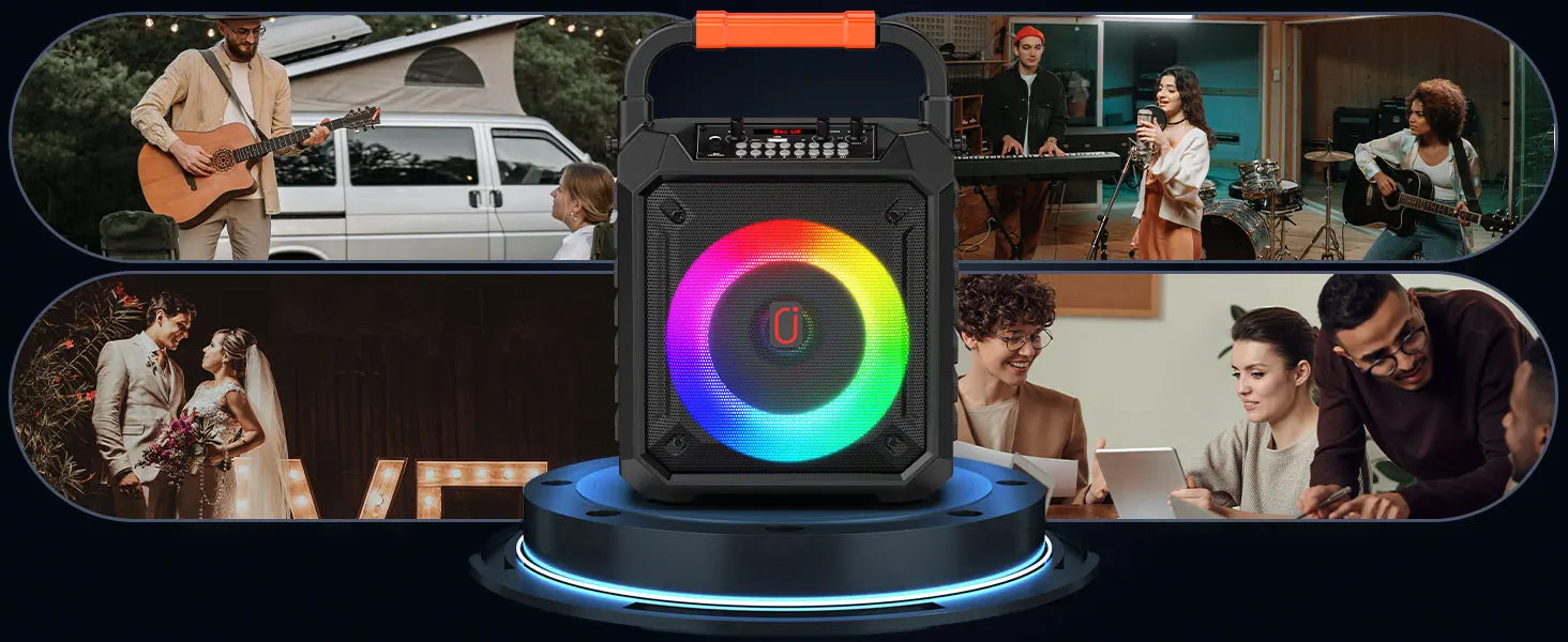 T17-T Karaoke-Maschine und Bluetooth-Kopfhörer, tragbarer Lautsprecher mit LED-Lichtern für Kinder und Erwachsene, unterstützt Bluetooth/USB/TF/AUX