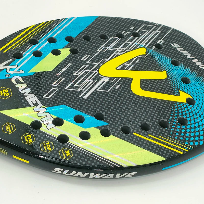 Camewin 3K Beach Tennisschläger Vollcarbon Raue Oberfläche Outdoor-Sport-Schläger für Herren Damen Erwachsene Seniorenspieler 2024 Neu