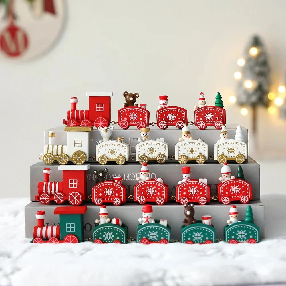 Weihnachten Kunststoffe Zug Spielzeug Mini Zug Deko-Set für Weihnachtsfeier Weihnachtszug Ornament Lustiges Geschenk Heimdekoration