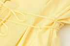 KONDALA 2026 Frühling Sommer Vintage Damenkleid Mode Einreihig Schärpen Drapierter V-Ausschnitt Ärmellos Schicke Braune Damenkleider
