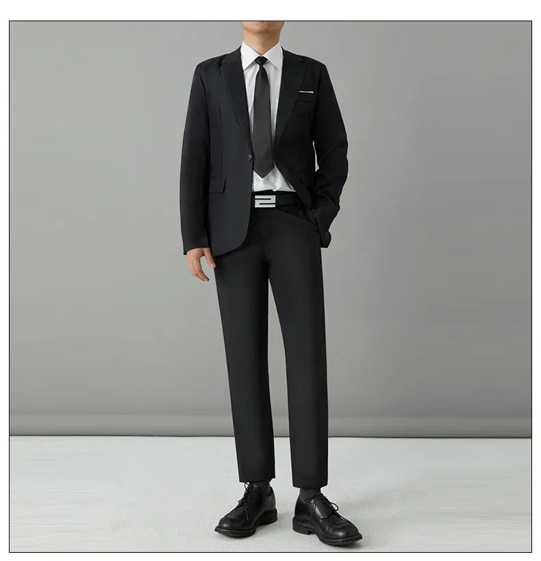 S-8XL Anzug Herrenmode Casual Outdoor (Blazer + Hose) Gentleman Business Hochzeit Slim-fit Formeller Britischer Stil Hochzeitsanzug