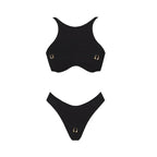 2026 2tlg. sexy Damen-Badeanzug, einteilig, weibliche Bademode, unifarben, Biquini, hoch geschnitten, Monokini, Push-Up-Badeanzüge, Strandmode