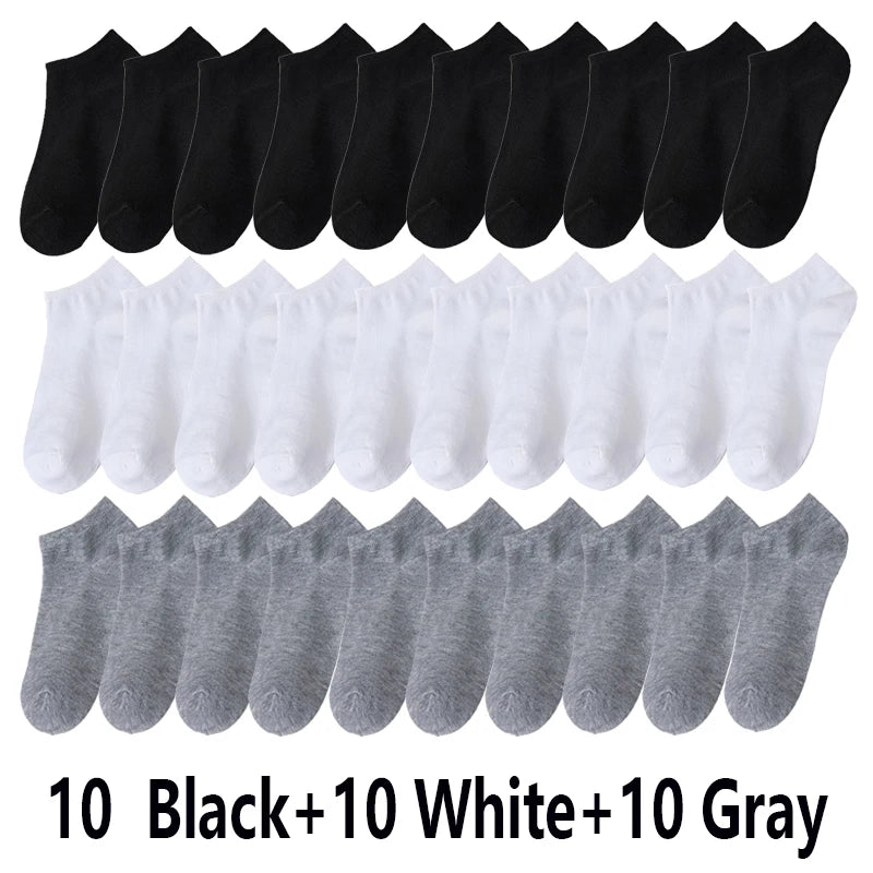 10/20/30 Paar Herren Socken Ankle Socks Weiß Schwarz Atmungsaktiv Bequem Schweißabsorbierend Boot Socken Unisex Freizeit Uni Kurze Socken