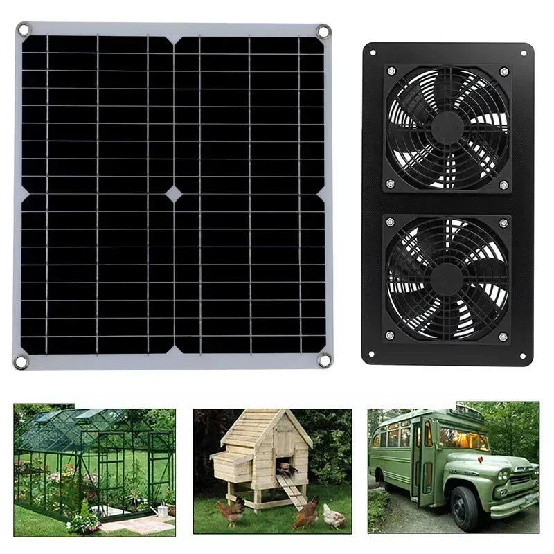Hocheffizienter Outdoor Solarpanel-Doppellüfter für Hundehütte, Lager, Wohnmobil, Gewächshaus-Lüfter, Luftpumpe zur Temperaturkühlung