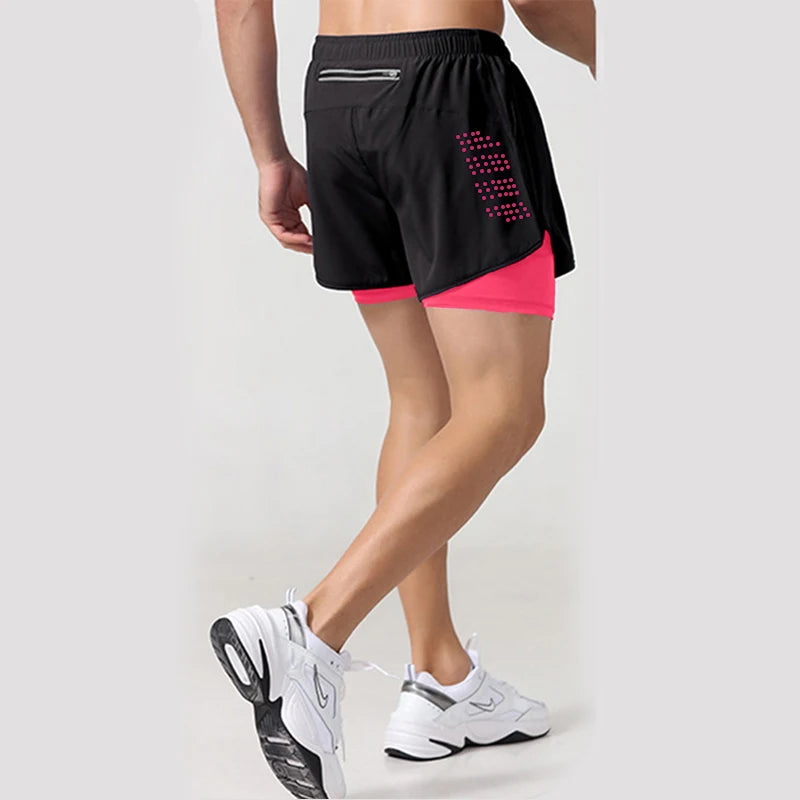 Neue Herren Laufshorts Gym Sportshorts 2 in 1 Schnelltrocknende Workout Trainings Gym Fitness Jogging Short Pants Sommer Herren Shorts