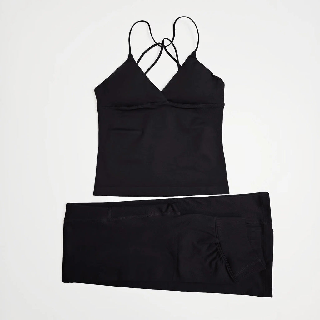 NCLAGEN Damen-Sportbekleidung, Vision-Set, verdrehtes Langarm-Oberteil vorne + Schlaghose, 2-teiliger Fitnessanzug, Trainings-Lauf-Outfit, Fitnessstudio-Kleidung