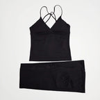 NCLAGEN Damen-Sportbekleidung, Vision-Set, verdrehtes Langarm-Oberteil vorne + Schlaghose, 2-teiliger Fitnessanzug, Trainings-Lauf-Outfit, Fitnessstudio-Kleidung