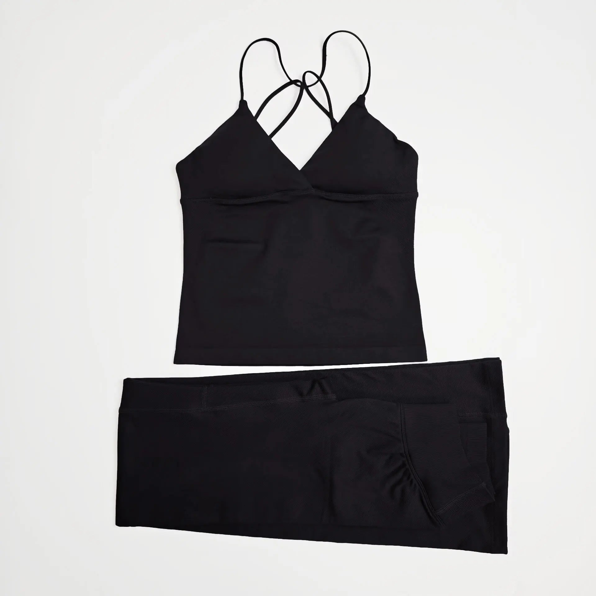 NCLAGEN Damen-Sportbekleidung, Vision-Set, verdrehtes Langarm-Oberteil vorne + Schlaghose, 2-teiliger Fitnessanzug, Trainings-Lauf-Outfit, Fitnessstudio-Kleidung