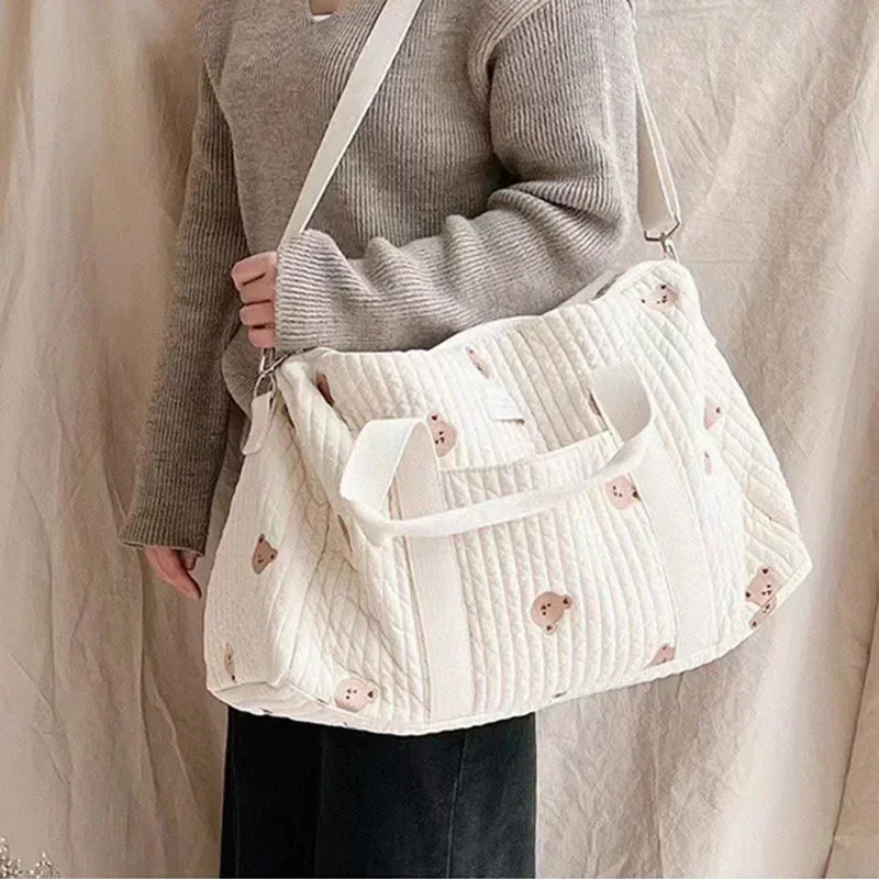 Wickeltasche Bär Umstandspaket Baby Windeltasche Kinderwagen Windel-Organizer Tragbare Einkaufstaschen Reise-Wickeltasche Messenger Bag