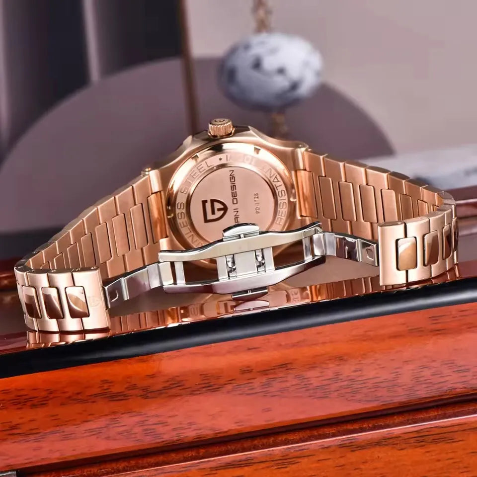 PAGANI DESIGN Neue sportlich-elegante mechanische Uhr Saphir Seagull ST16 Uhrwerk Herrenuhr Edelstahl Leuchtende Herrenuhren