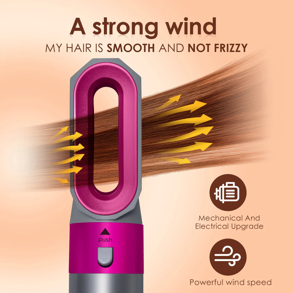 Multi Functional 5-In-1 Hair Dryer Hot Air Comb Curling Iron Dyso Air Bag Hairdresser Styling Tool Straightener Festival Gift