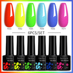 LILYCUTE 6PCS Gel-Nagellack-Set Sommer Neon Nagellack-Gel-Kits für DIY Nagel Semi-Permanenter UV-Lampe Gellack Nagellack-Set