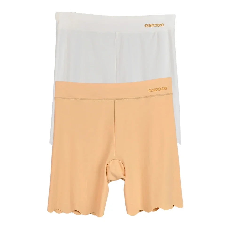 2er-Pack Nahtlose Sicherheits-Shorts Damen Eisseide Sommer Anti-Scheuer Unterwäsche Boxershorts Unterrock-Slip Übergröße Kurze Leggings 40-100kg