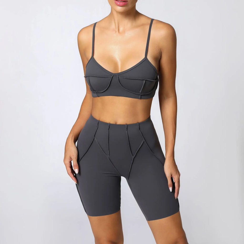 Nahtlose Yoga-Sets Sport-Fitness Hochbund-Hüfthebe-Formhose Rückenfreier BH-Anzug Workout-Gym-Leggings-Sets für Damen