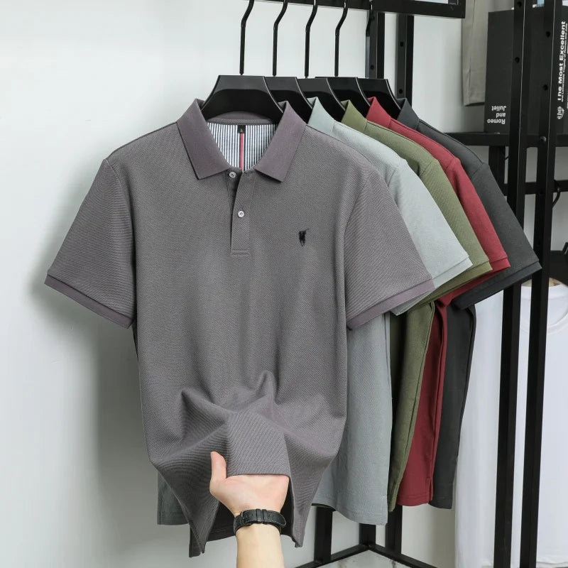 Polo-Shirt aus 100 % reiner Baumwolle, Kurzarm, High-End-Luxusmarke, Mode, Paul Pony Stickerei, Golf, Business Casual Herren T-Shirt