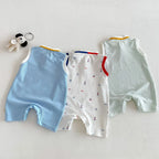 2026 Neue Sommer-Babykleidung 0-2 Jahre Cartoon-Print Ärmelloser Polo-Strampler Atmungsaktives Mesh-Gewebe mit Knopfleiste und Druckknopfverschluss
