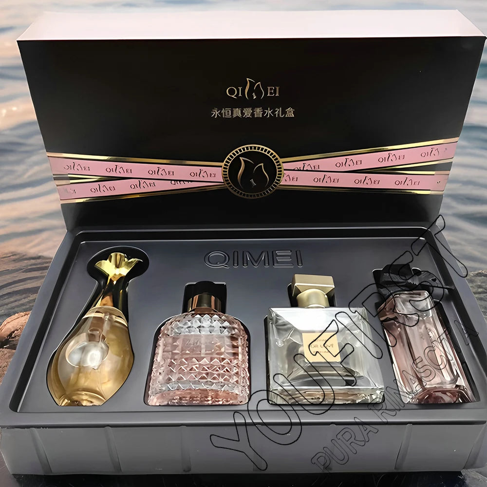 Luxusmarke Parfüm Damen Eau De Parfum Femme Geschenkset 4-teilig 100ml Parfums De Mujer Frisch Natürlicher Blumig-Fruchtiger Duft Spray
