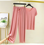 Zweiteiliges Set Damen Oberteil und Hose Sommer 2-teilige Sets Damen Outfits Urlaub 2026 neue Kollektion weite Hose elegant lässig