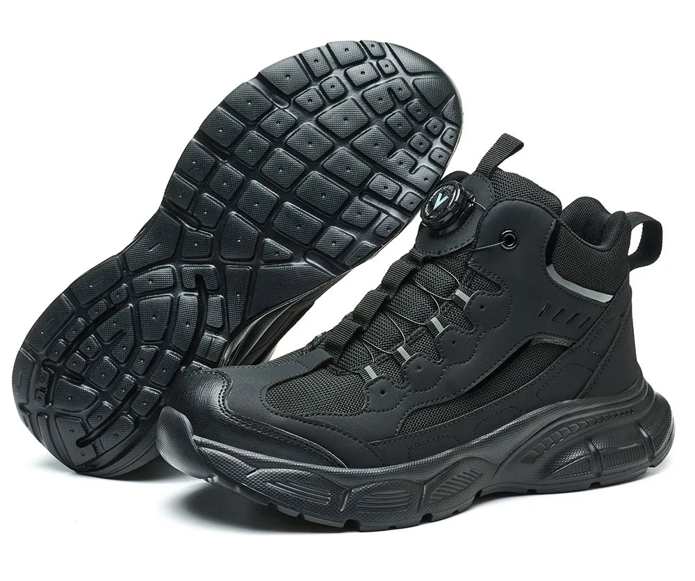 Rotationsschnallen-Sicherheitsschuhe für Herren mit Stahlkappe Durchtrittsicher, Antipunktion, Rutschfeste Arbeitsstiefel für Industrie und Schweißen