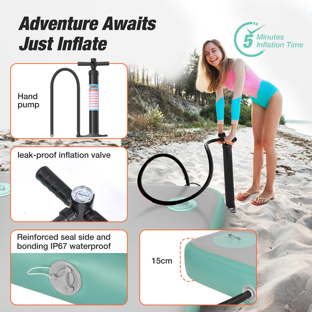 Aufblasbare Schwimminsel Luftmatratze Leiter+Seil+Pumpe Wassersportausrüstung Schwimmende Matte Dock Plattform für See/Insel/Schwimmbad