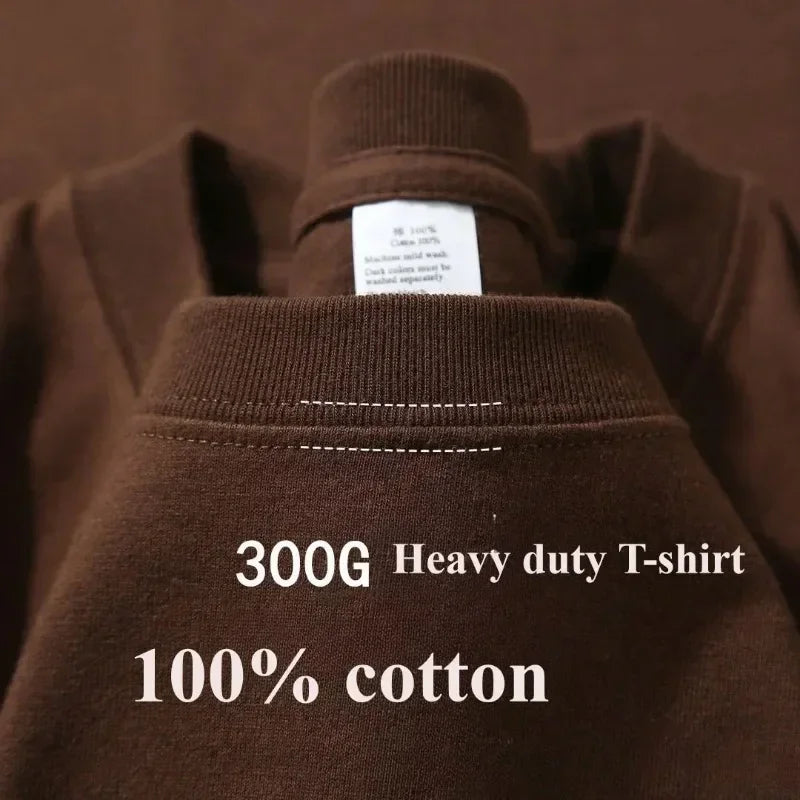 Sommer Baumwolle Strapazierfähiges 300-Gramm-T-Shirt aus amerikanischer Reinbaumwolle für Herren mit kurzen Ärmeln, lässiges Basic-Oberteil, Oversized T-Shirt