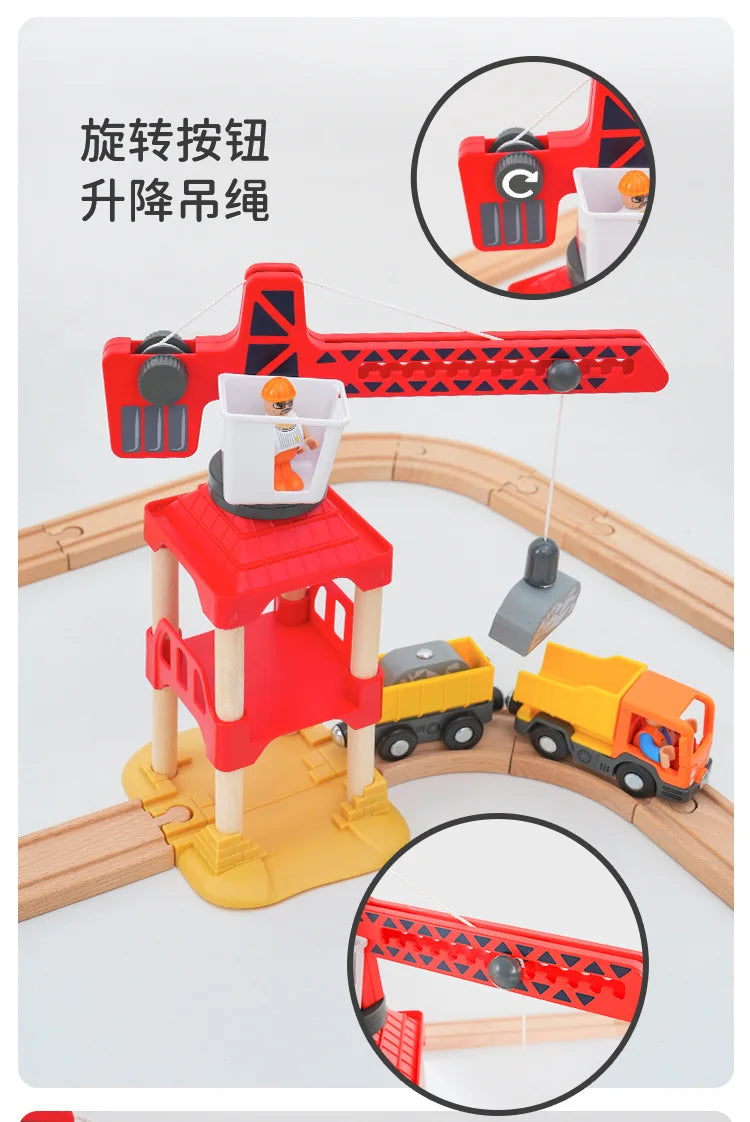 Neues Holzeisenbahn-Schienenset, elektrischer Zug, Magnetauto, Druckguss-Steckplatz, passend für alle Marken, Biro Holzschienen, Montagespielzeug, Jungen-Geschenk