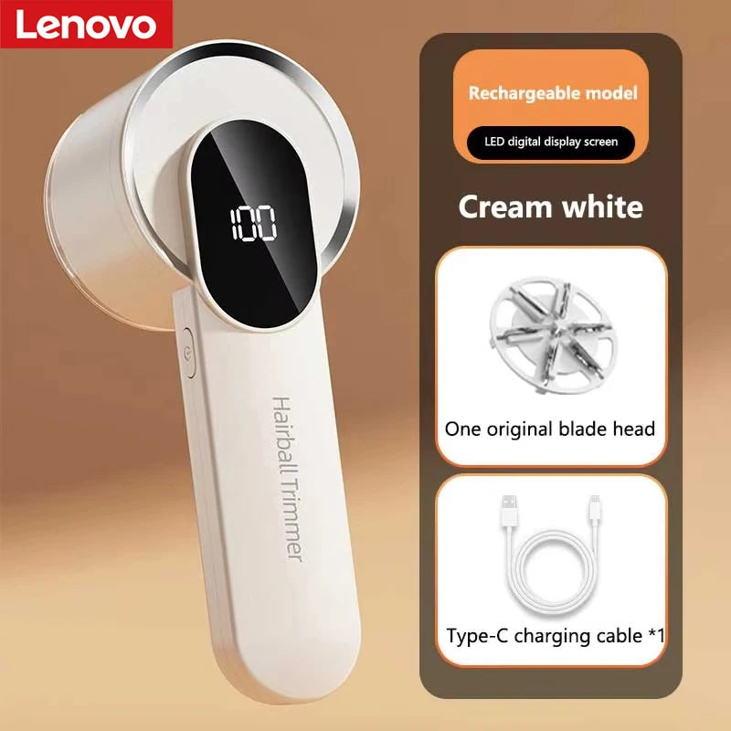 Lenovo Fusselentferner Kleidung Haarbällchen Trimmer Kleidung Pullover Stoffrasierer LED-Anzeige 6 Klingen Tragbare Stoffentfernungsmaschine