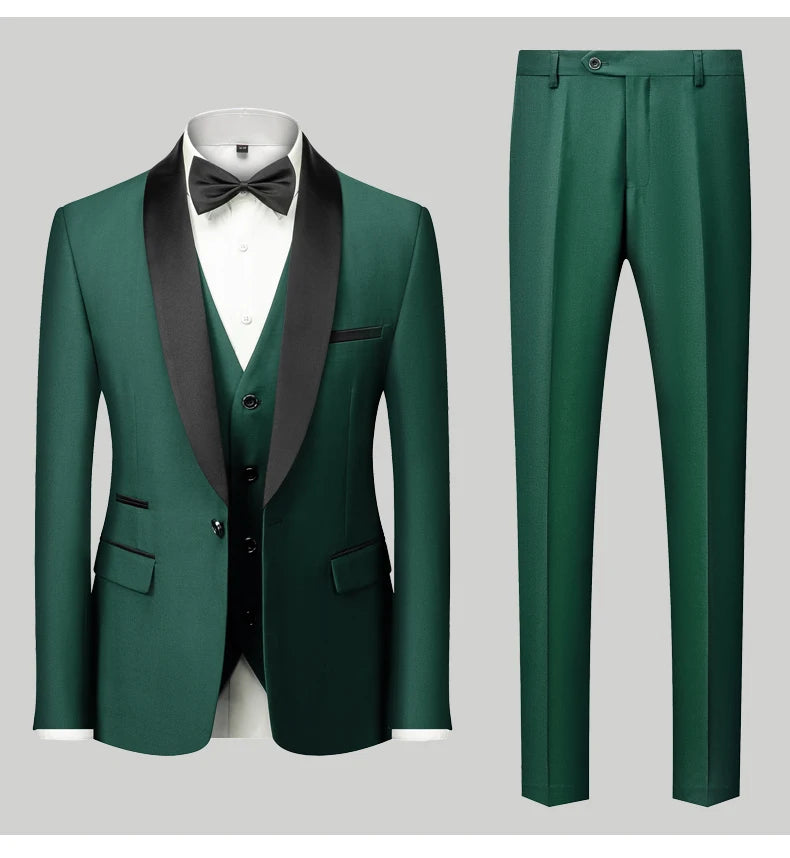 Herren Casual Business Anzug Smoking High End Marken Boutique Mode Sakko Weste Hose Bräutigam Hochzeitsanzug Party Anzug