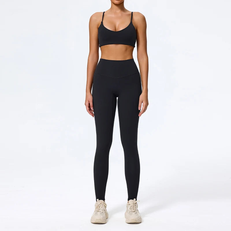 Hearuisavy Sommer Superweiches 2-teiliges Damen-Sportshorts-Set atmungsaktives Fitness-Yoga-BH Freizeit-Push-Up-Workout-Crop-Top