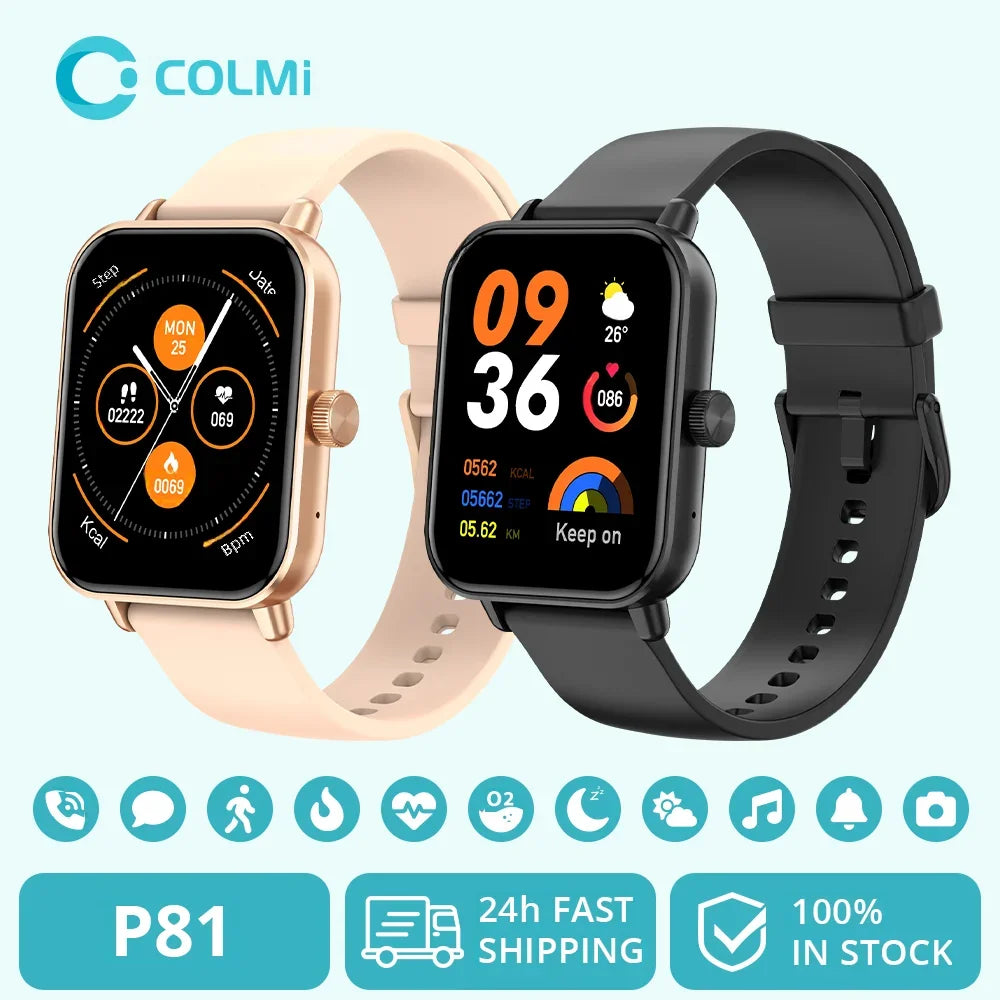 COLMI P81 Smartwatch mit Anruffunktion, Ultra 1,9 Zoll Bildschirm, 24 Std. Gesundheitsüberwachung, über 100 Sportmodi, Bluetooth Smartwatch für Herren und Damen