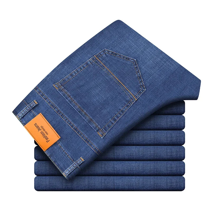 Herrenhose Büro Business Jeans Herren Klassische Blau Schwarz Baumwolle Stretch Straight Denim Hose Herren Marken Hosen
